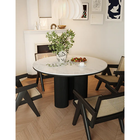 Jean Round Dining Table White & Black