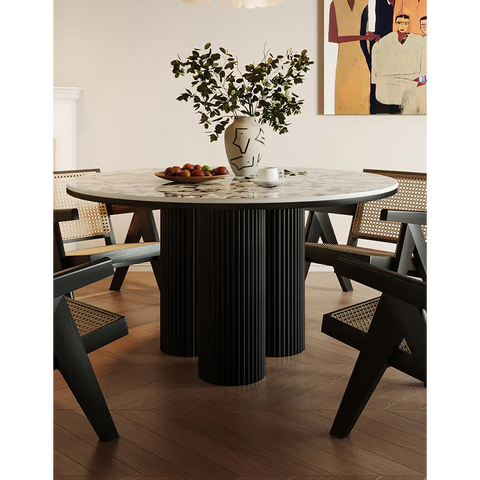 Jean Round Dining Table White & Black