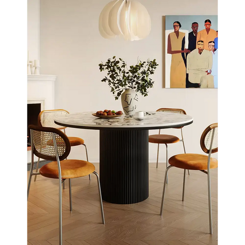 Jean Round Dining Table White & Black