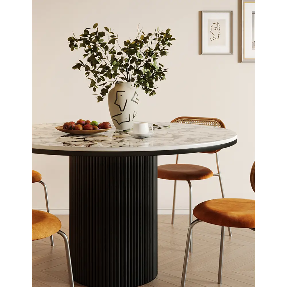 Jean Round Dining Table White & Black