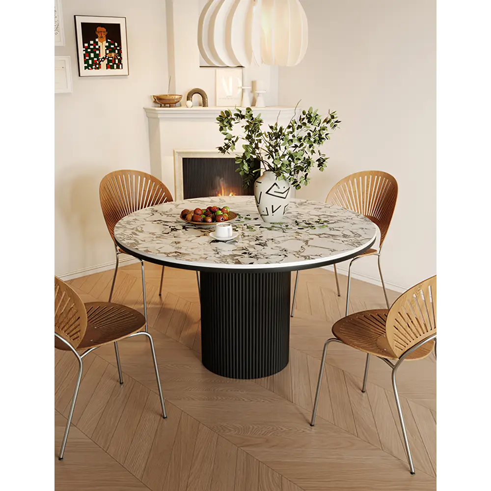 Jean Round Dining Table White & Black