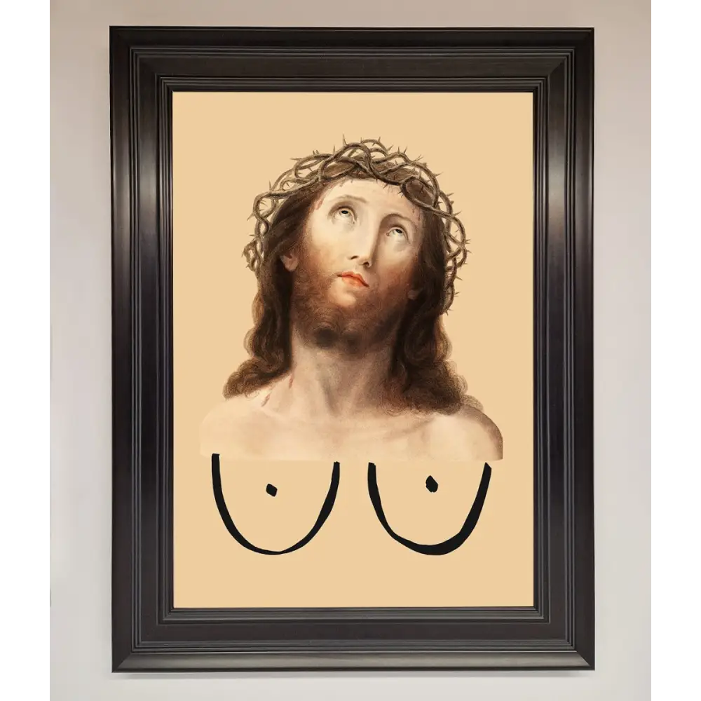 Jesus Breasts Framed Poster - A1 (59.4 x 84.1 cm) / Matt Black - Framed Print