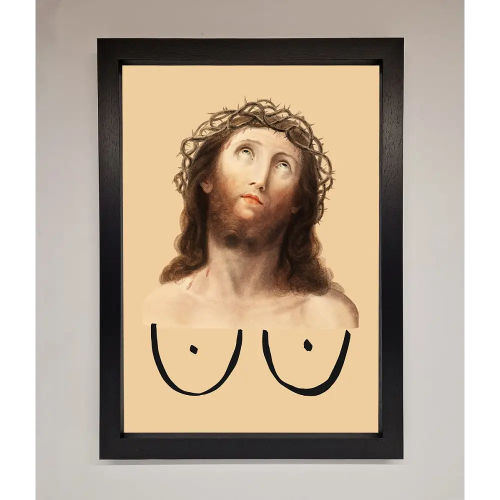 Jesus Breasts Framed Poster - A3 (29.7 x 42 cm) / Black - Framed Print