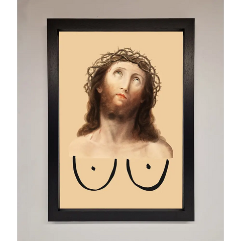 Jesus Breasts Framed Poster - A3 (29.7 x 42 cm) / Black - Framed Print