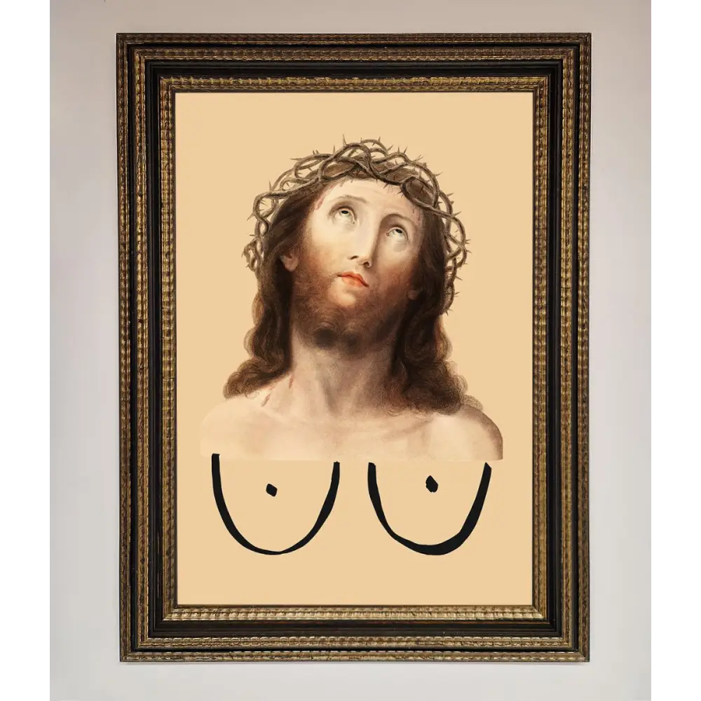 Jesus Breasts Framed Poster - A3 (29.7 x 42 cm) / Ornate Gold Black - Framed Print