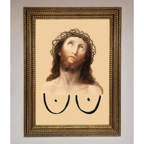 Jesus Breasts Framed Poster - A3 (29.7 x 42 cm) / Ornate Gold - Framed Print