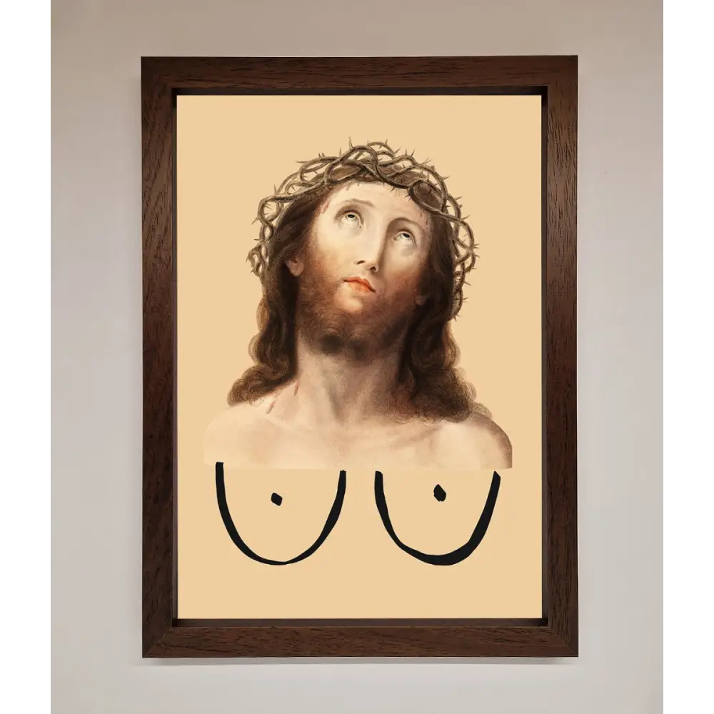 Jesus Breasts Framed Poster - A3 (29.7 x 42 cm) / Walnut - Framed Print