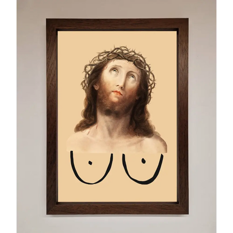 Jesus Breasts Framed Poster - A3 (29.7 x 42 cm) / Walnut - Framed Print