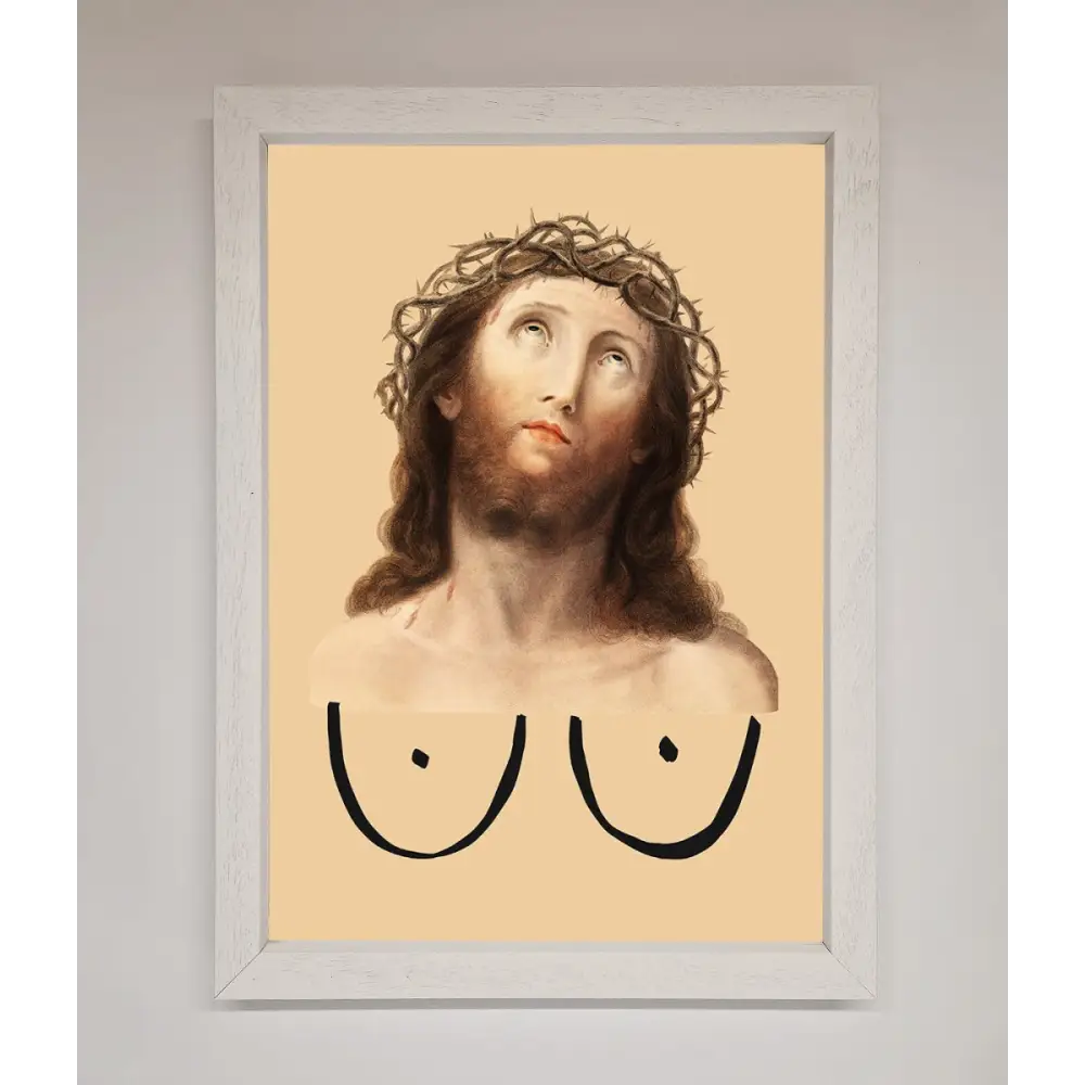 Jesus Breasts Framed Poster - A3 (29.7 x 42 cm) / White - Framed Print