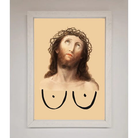 Jesus Breasts Framed Poster - A3 (29.7 x 42 cm) / White - Framed Print