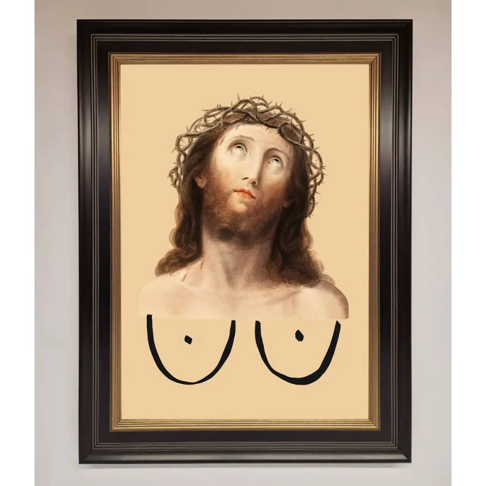 Jesus Breasts Framed Poster - B0 (100 x 141 cm) / Black Gold - Framed Print