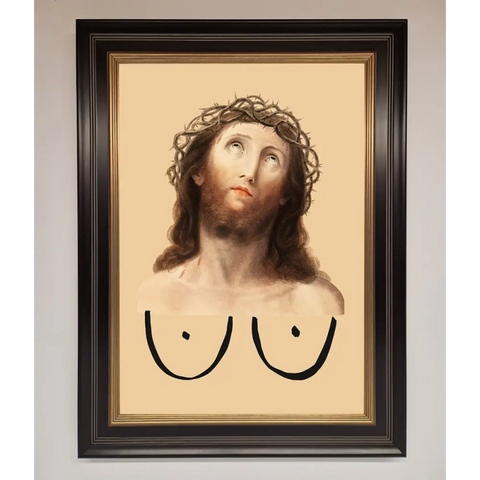 Jesus Breasts Framed Poster - B0 (100 x 141 cm) / Black Gold - Framed Print