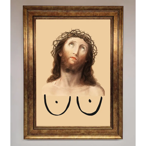 Jesus Breasts Framed Poster - B0 (100 x 141 cm) / Bronze - Framed Print