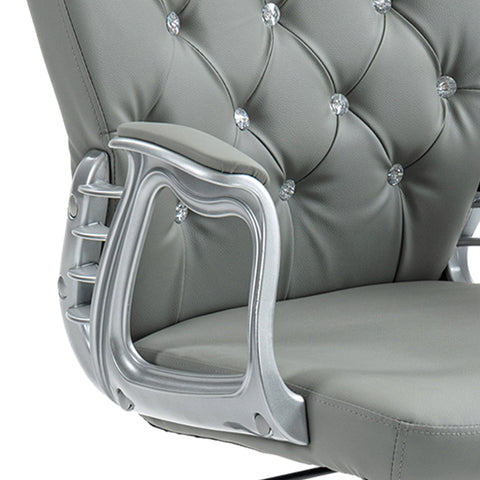 Vinsetto Office Chair Ergonomic 360\'c2\'b0 Swivel PU Diamante Padded Base 5 Castor Wheels for Home Work Grey