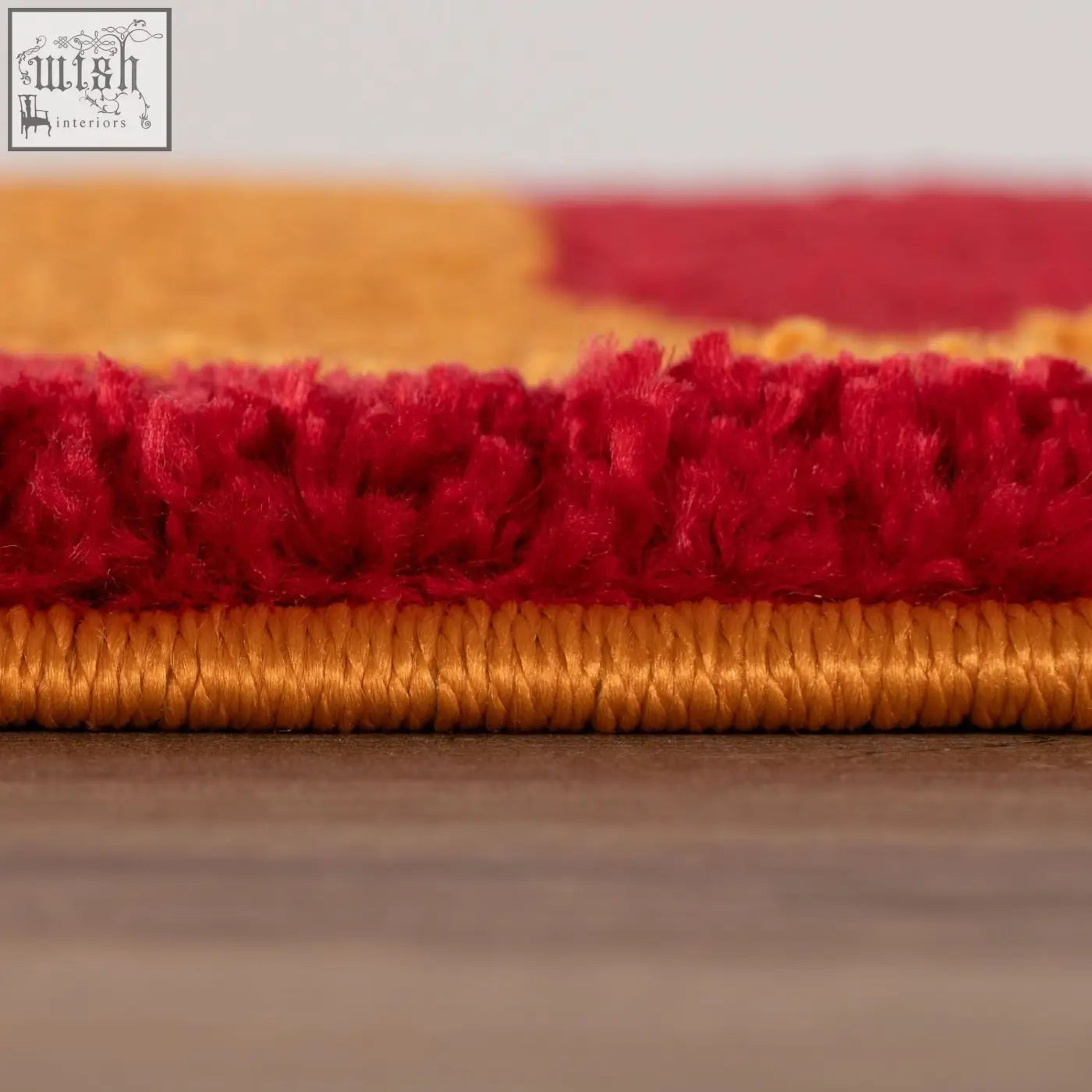 Vibrant joli checkered red and orange plush rug with textured shaggy pile perfect for cozy home decor