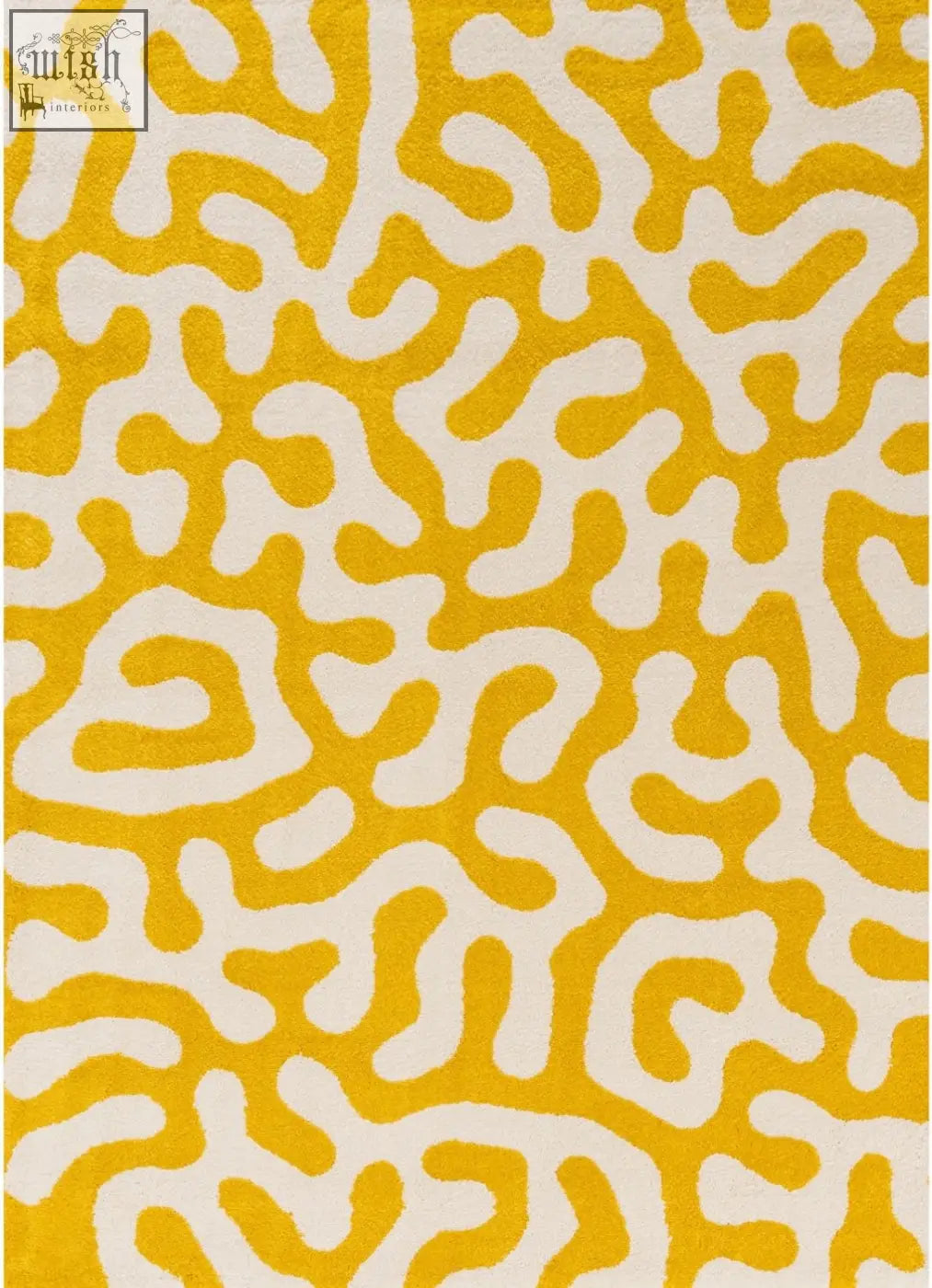 A plush textured joli doodle yellow and white coral inspired rug perfect for adding vibrant style to any room