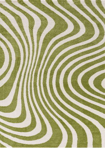 Joli Striped Green & White Rug