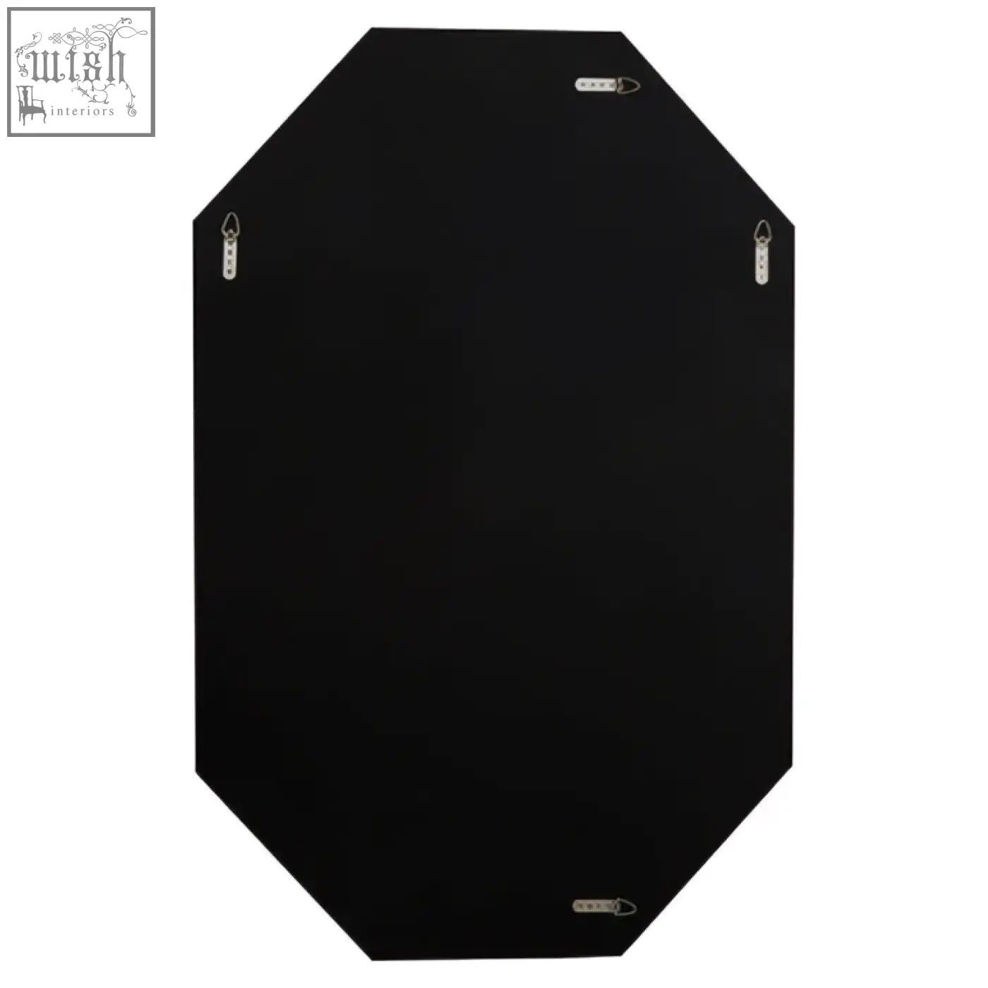 Josie silver octagon wall mirror with black frame and silver octagon mounting hardware for stylish decor