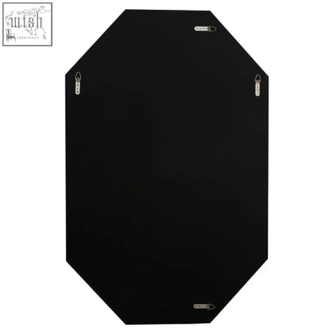 Josie silver octagon wall mirror with black frame and silver octagon mounting hardware for stylish decor