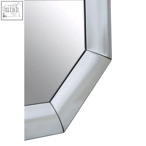 Josie silver octagon wall mirror with silver frame beveled edges and reflective surface for stylish decor