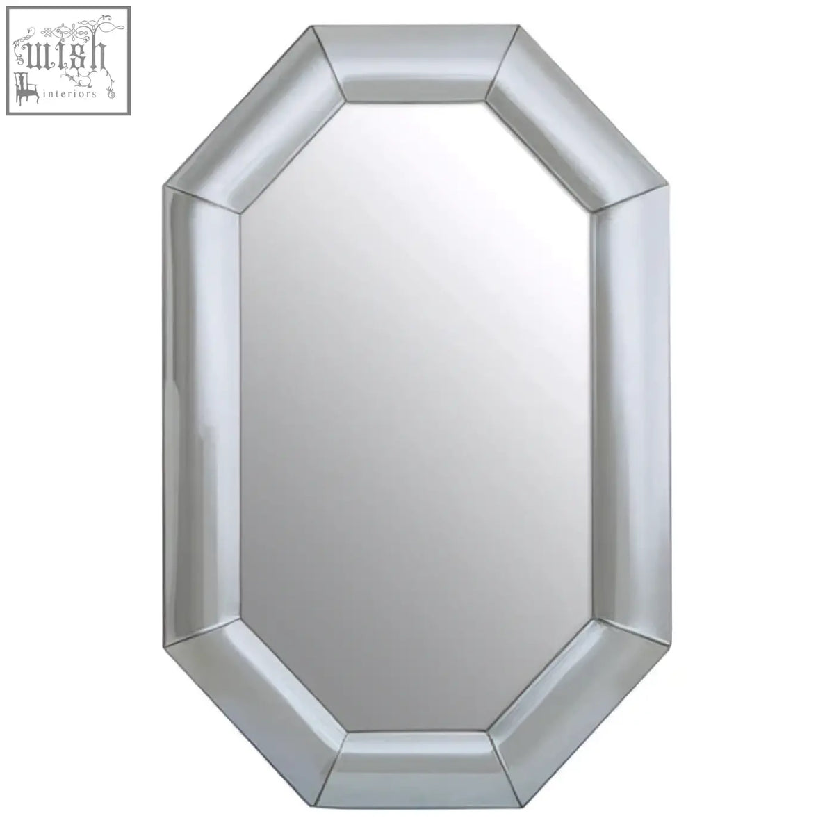 Josie silver octagon wall mirror with beveled edges and a reflective silver octagon surface for stylish decor