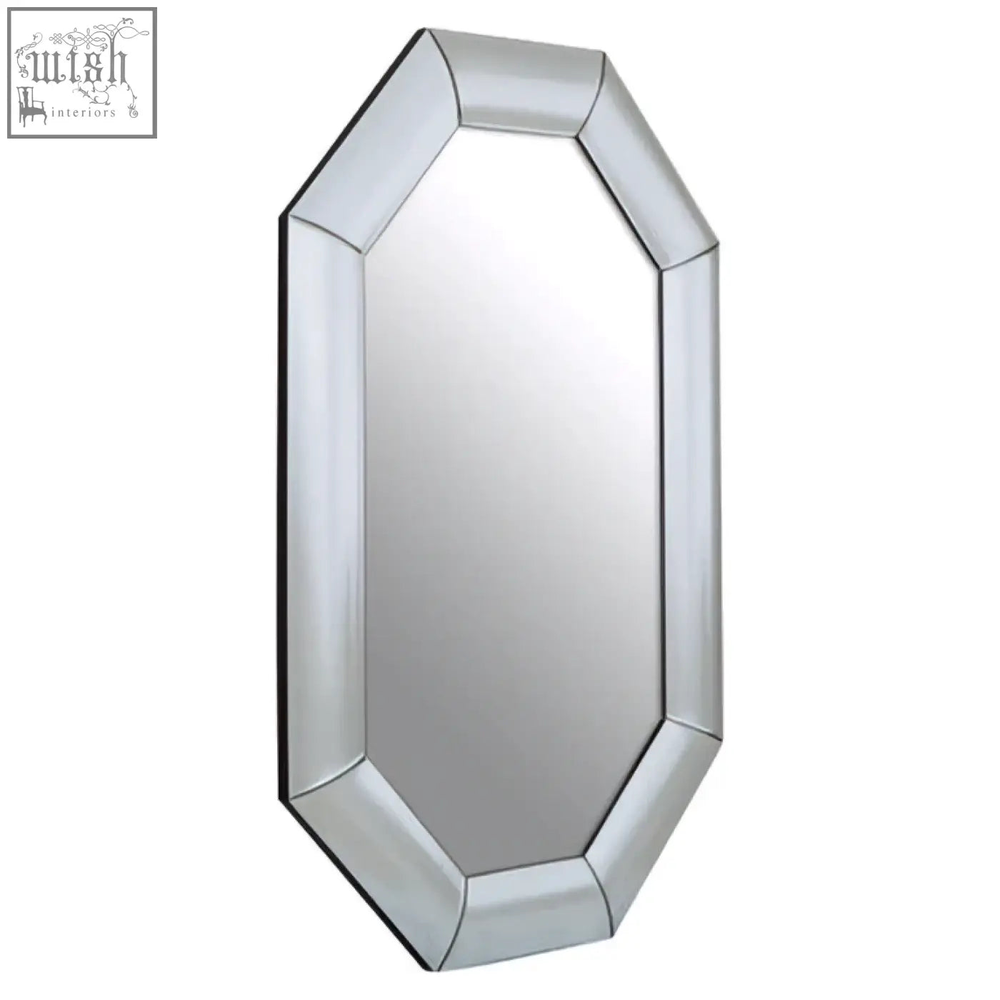 Josie silver octagon wall mirror with beveled edges and reflective silver octagon surface for stylish decor