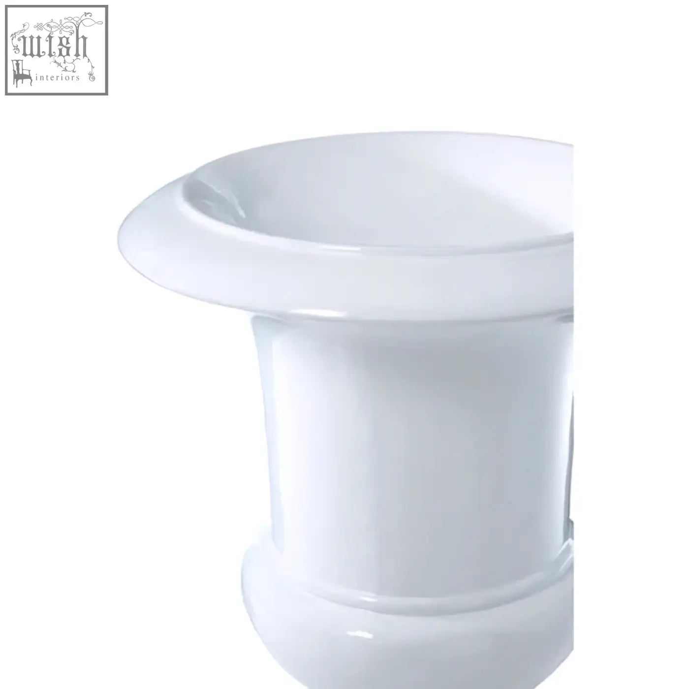 Josten white planter is a white ceramic planter with a flared rim and subtle decorative molding for stylish decor