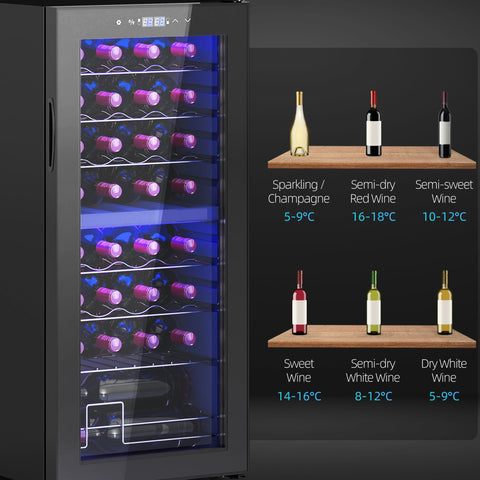 HOMCOM 32 Bottle Dual Zone 5-18\'e2\'84\'83 Wine Fridge - Black
