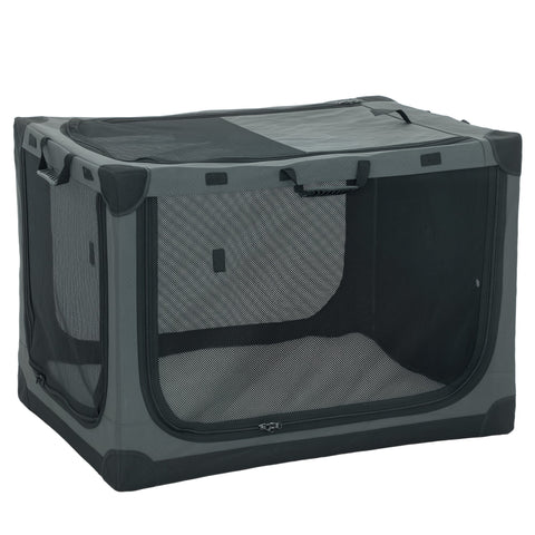 PawHut Soft Dog Crate Pet Travel Crate 90 x 64 x 64 cm with Removable Pad Mesh Window Army Green