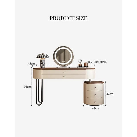 Juana Dressing Tables With Mirror Solid Wood Cream