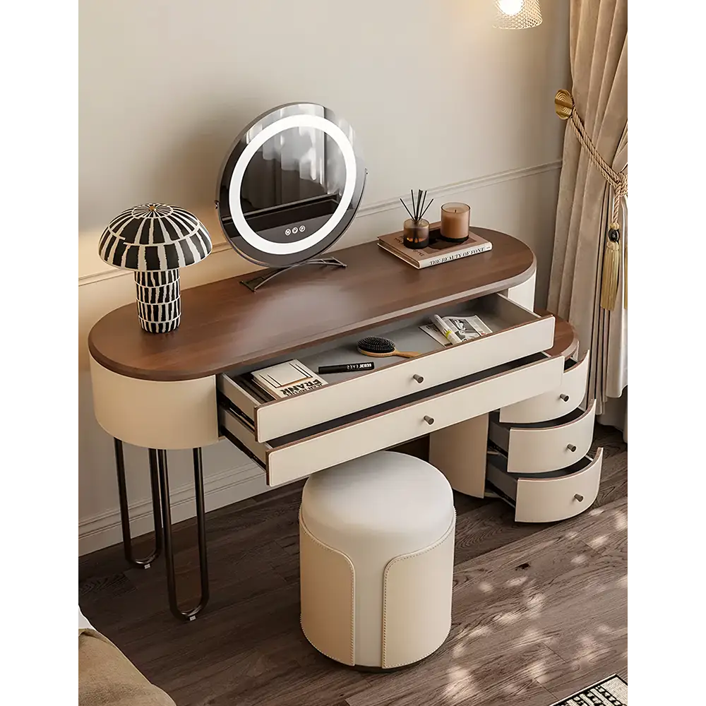 Juana Dressing Tables With Mirror Solid Wood Cream