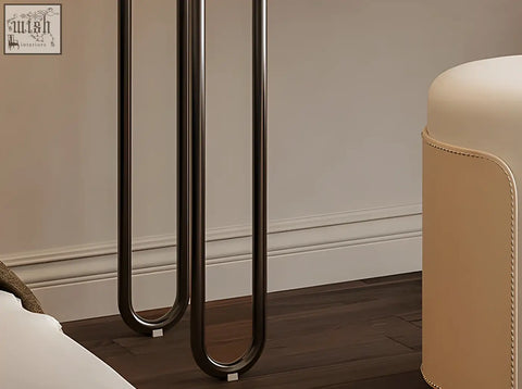 Dark bronze u-shaped metal legs on juana dressing tables with mirror solid wood cream offering ample surface space