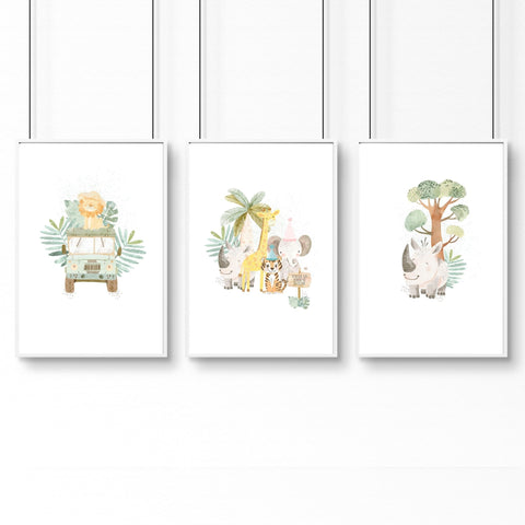Jungle Nursery | Set of 3 wall art prints