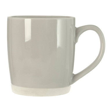 A sleek matte gray ceramic jura grey mug with a smooth rounded handle and subtle white base perfect for daily use