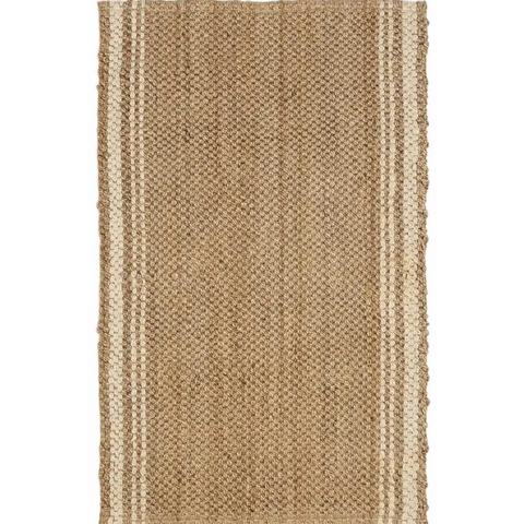 Jute Check Natural Rug Striped & Geometric Handwoven - 100X150 cm / Striped - Rugs