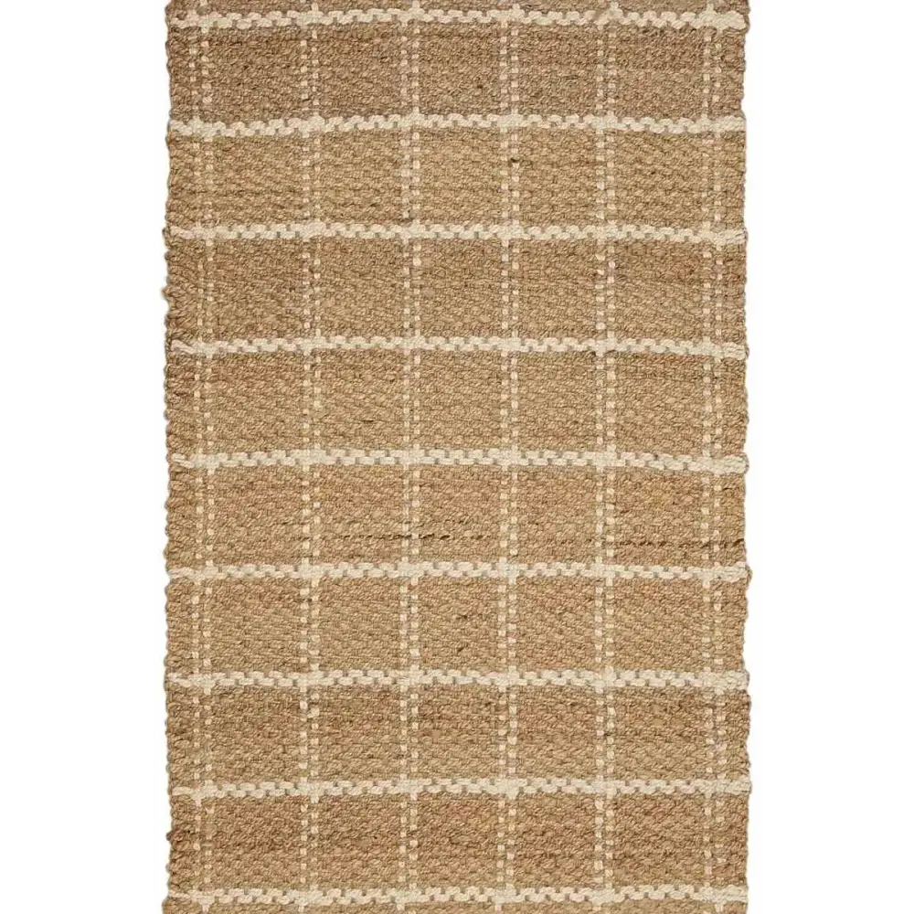 Jute Check Natural Rug Striped & Geometric Handwoven - 100X150 cm / Geometric - Rugs