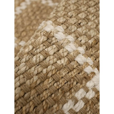 Jute Check Natural Rug Striped & Geometric Handwoven - Rugs