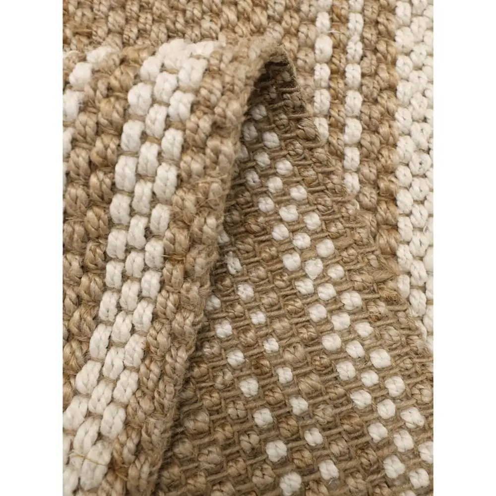 Jute Check Natural Rug Striped & Geometric Handwoven - Rugs