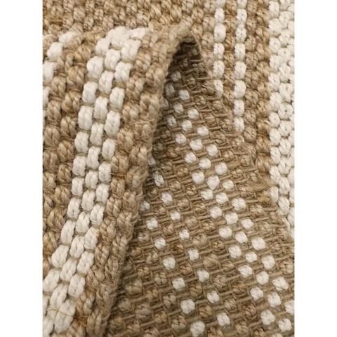 Jute Check Natural Rug Striped & Geometric Handwoven - Rugs