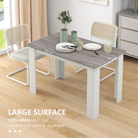 HOMCOM Dining Table for 4-6 People, Kitchen Table with Wood Effect for Dining Room, Grey