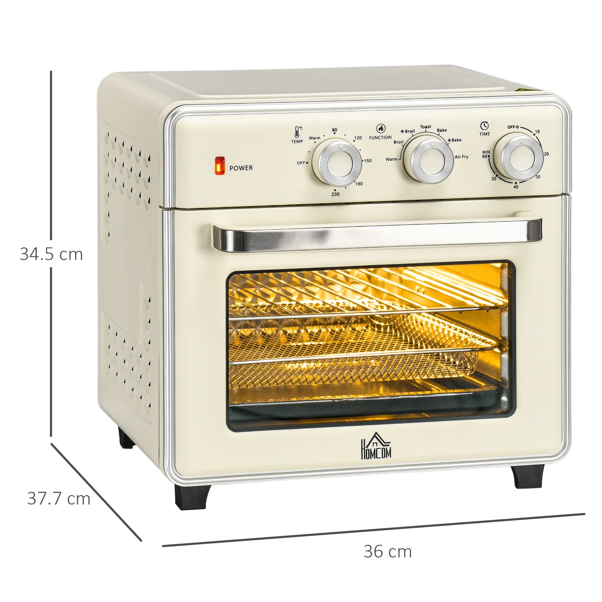 HOMCOM 20L 90-230\'e2\'84\'83 Mini Electric Oven - Cream