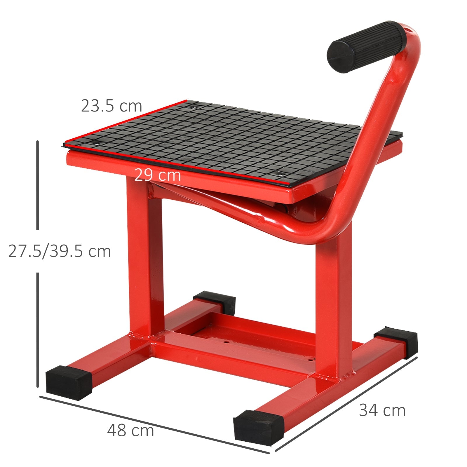 DURHAND 150KG Steel Motorbike Jack Lift Rubber Platform Crank Lift Manual Repair Clean Hoist Table Assist Off-Road Dirt Bike Stand Red 27.5/39.5 Hcm