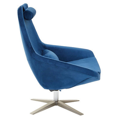 Kalo Navy Velvet Swivel Lounge Chair
