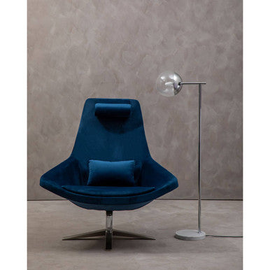 Kalo Navy Velvet Swivel Lounge Chair