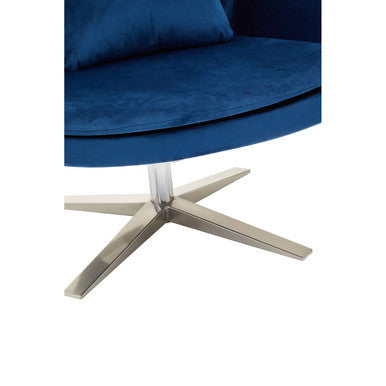 Kalo Navy Velvet Swivel Lounge Chair