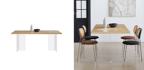 Kamaria dining table solid wood light wood top with white legs perfect for stylish dining spaces