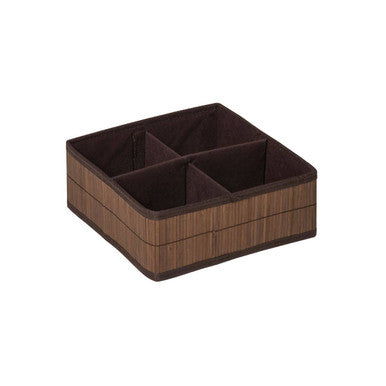 Kankyo dark brown bamboo-fiber organizer with four compartments for stylish and eco-friendly storage