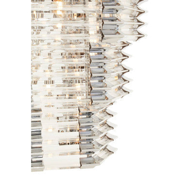 Clear faceted crystal chandelier with sleek chrome finish prism light for elegant home lighting by karli