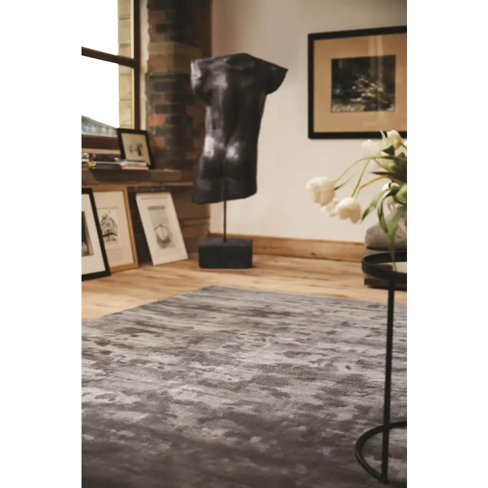 Karma Brown Solid Luxury Viscose Rug - Rugs