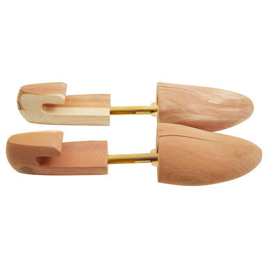 Light brown kata d sparrow cedar wood shoe shapers with smooth polished finish and brass metal rods